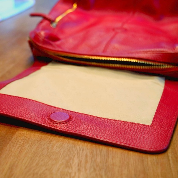 RADLEY LONDON Red Pebbled Leather Flapover Backpack, Red - Picture 8 of 10